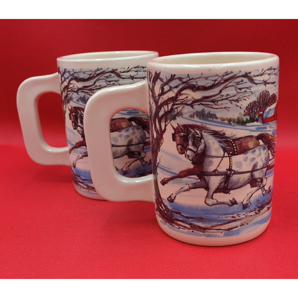 Victorian Christmas Mugs – Vintage Holiday Stoneware Set - Picture 15 of 15